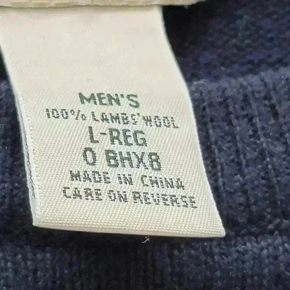 Eddie Bauer Navy Blue Crew Neck Sweater Lambs Wool Men's Size Large - Picture 4 of 7